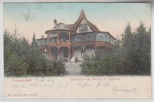 67841 Ak Franzensbad Café Restaurant Amérique dans la forêt de la ville 1905