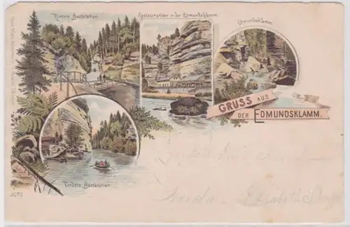 58397 Ak Lithographie Gruss aus der Edmundsklamm 1898