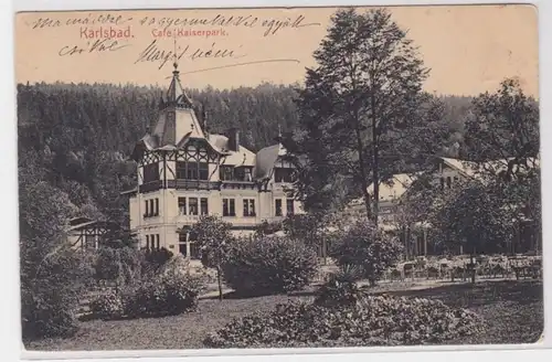20395 Ak Karlsbad Karlovy Vary Café Kaiserpark 1920