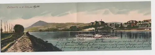 15950 2fach Klapp Ak Panorama von Leitmeritz a.d. Elbe Litomerice 1902