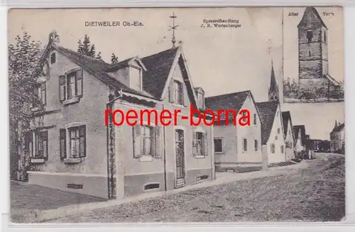 85471 Feldpost Ak Dietweiler Oberelsass Spezereihandlung 1917