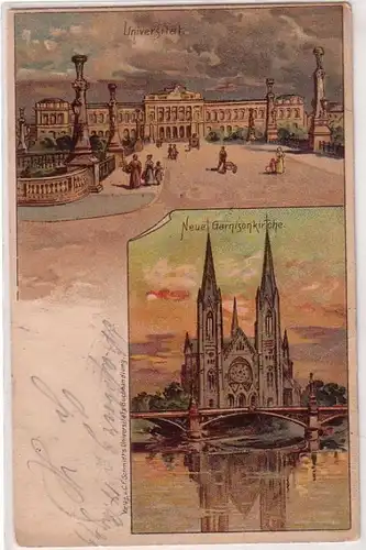 68229 Ak Strassburg im Elsass Universität, neue Garnisonkirche 1899