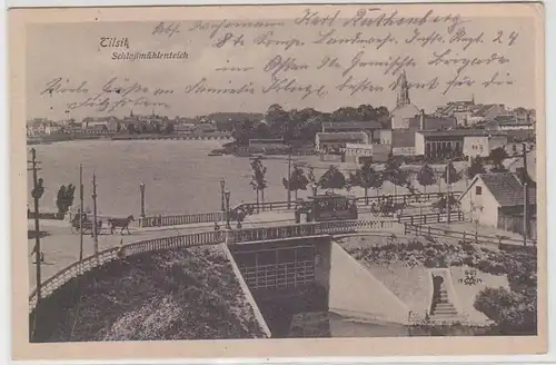 68200 Feldpost Ak Tilsit Moulin de château étang 1914