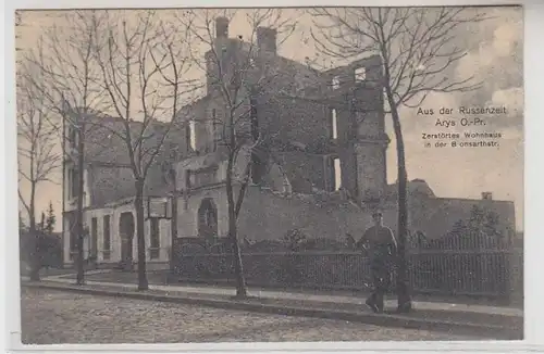 68161 Ak De l'époque russe Arys O.-Pr. Maison de logement détruite Bonsarthstraße 1917