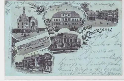 91688 Carte de la Lune Grousse de caserne de Krotoshin, bâtiment postal, etc. 1901