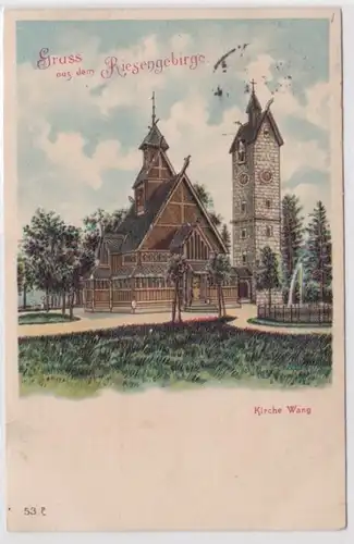 92848 AK Gruss de l'église des Monts Géants Wang 1906