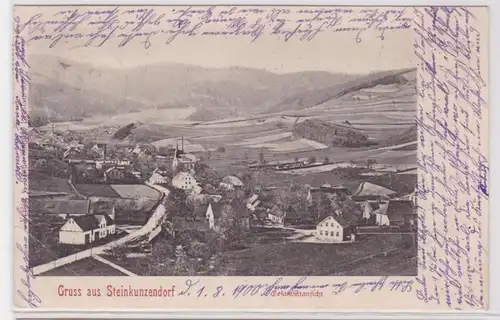 92215 Ak Salutation en village de Kamionki Steinkunzen (Pieszyce) Vue d'ensemble 1900