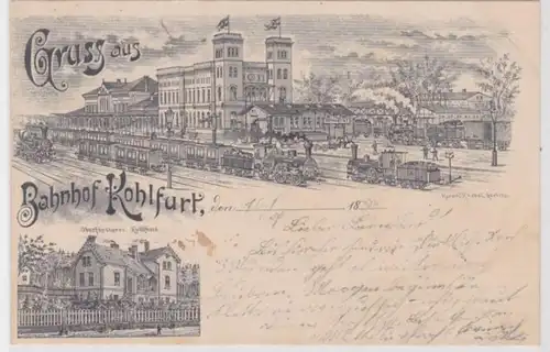 87734 Précurseur Multi-image Ak salutation de la gare de Kohlfurt et Oberförsterie 1898