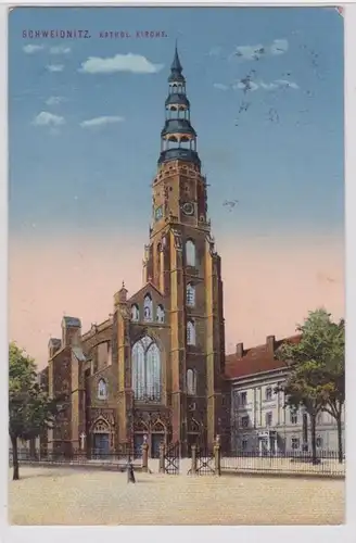 87576 Ak Schweidnitz Swidnica Église catholique 1914