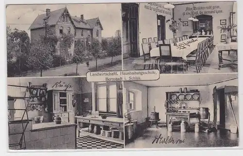 86727 Mehrbild Ak Bernstadt in Schlesien Landwirt.Haushaltungsschule 1915