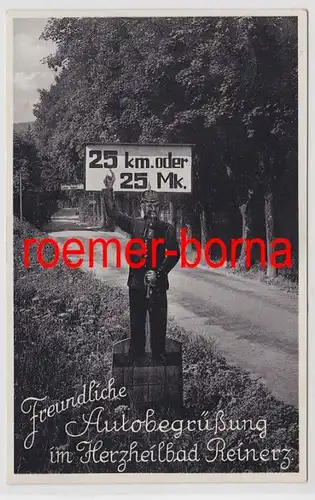 84812 Ak Freundliche Autobegrüßung im Herzheilbad Reinerz (Duszniki-Zdrój) 1933