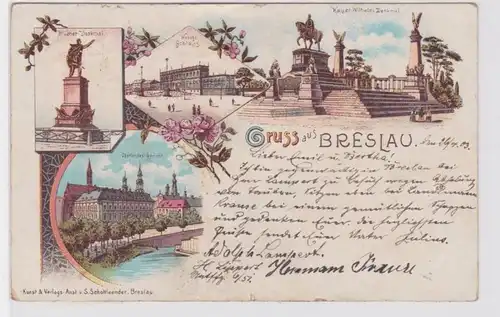 84606 AK Gruss aus Breslau - Denkmäler, Königliches Schloss & Gericht 1903