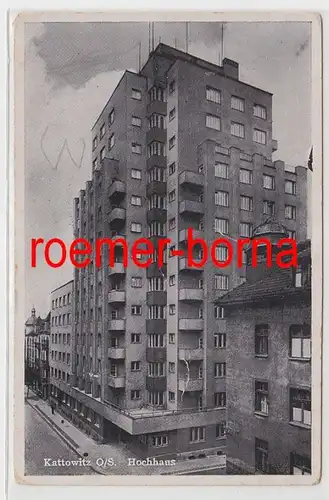 71598 Ak Kattowitz Oberschlesien Hochhaus um 1940