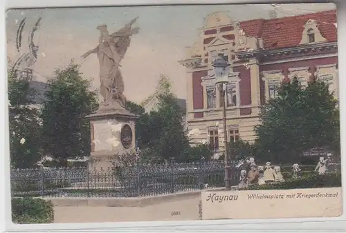 68343 Ak Haynau Wilhelmsplatz mit Kriegerdenkmal 1909