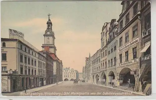 68194 Ak Hirschberg en Silésie Marktplatz par la route de la Bouche vers 1910