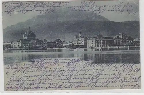 Carte de la Lune Grüss de Fribourg en Silésie 1908