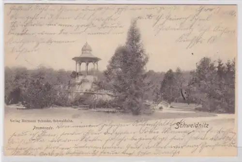 44679 Ak Schweidnitz Swidnica Promenade arbres et pavillon 1899
