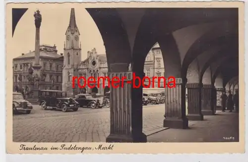 85111 Photo Ak Trautenau dans le Sudetengau (Trutnov) Marché Autos Arcade vers 1930