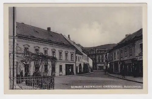 09469 Ak Kurort Freiwaldau Gräfenberg Bahnhofstraße um 1910