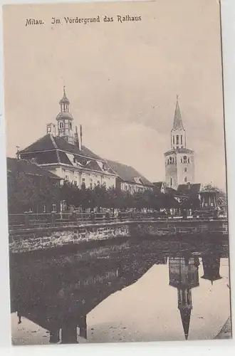 67804 Ak Mitau Jelgava Lettland im Vordergrund das Rathaus 1915