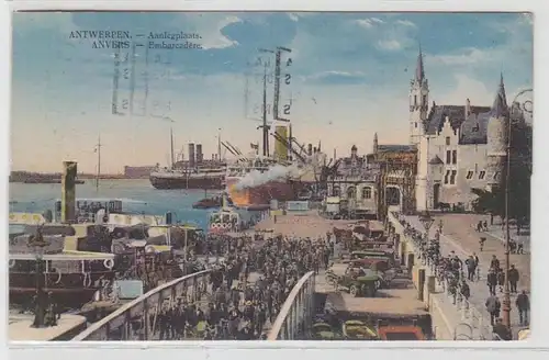 70464 Ak Antwerpen Belgien Hafen mit Anlegesteg 1924