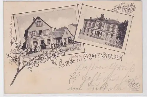 91289 Multi-image Ak Salutation de Illkirch-Groffensstaden Restauration au lion 1898