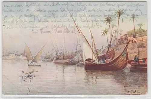 70474 Ak Kairo Ägypten Nil mit Segelbooten 1913