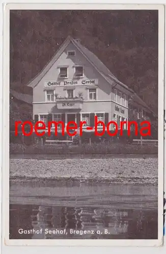 85912 Carte de publicité Gasthof Pension Seehof Bregenz au lac de Constance vers 1930