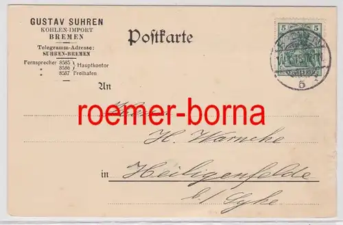73994 Carte postale de la société Gustav Suhren Hochen-Import Bremen 1915