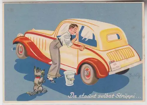 69230 Reklame Ak Agfa Viskose Schwamm bei der Autowäsche um 1935