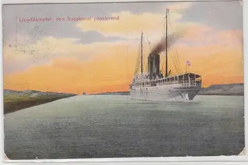 67855 Reklame Ak Lloyddampfer den Suezkanal passierend 1912