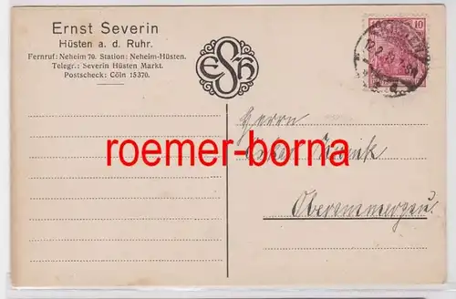 66037 Postkarte der Firma Ernst Severin Hüsten a.d. Ruhr 1919