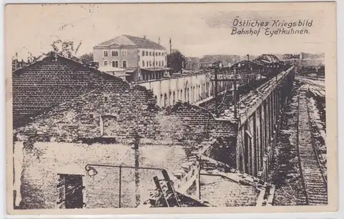 93774 Ak östliches Kriegsbild - Bahnhof Edytkuhnen Tschernyschewskoje 1916