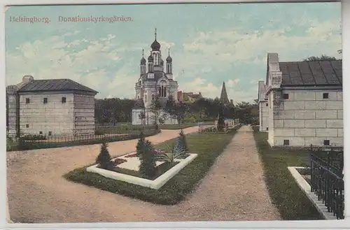 68361 Ak Helsingborg Jardins de Donationskyrko 1913
