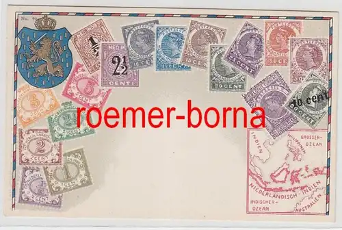 73800 Briefmarken Präge Ak Briefmarken von Niederländisch Indien um 1910