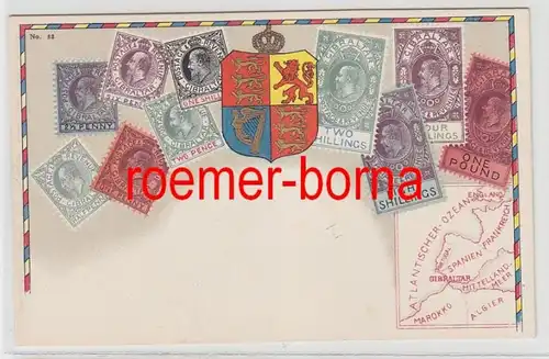 73798 Briefmarken Präge Ak Briefmarken von Gibraltar um 1910