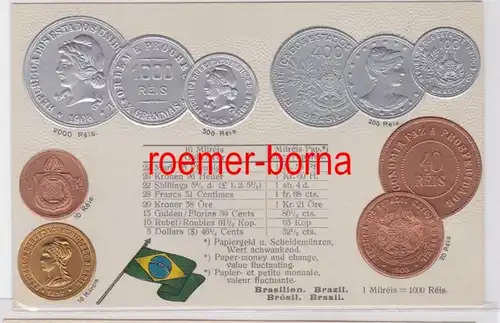 67542 Präge Ak mit Münzabbildungen Brasilien um 1920