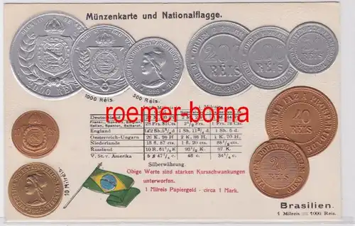 63212 Präge Ak mit Münzabbildungen Brasilien um 1920