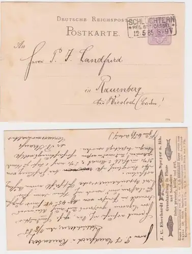 99000 Ganzsachen Postkarte P12 Zudruck J.C. Eberhardt Grosshandlung Speyer 1885