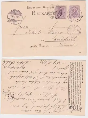 98148 DR Ganzsachen Postkarte P12 Zudruck Schuhfestt G. Haefner Stuttgart 1887