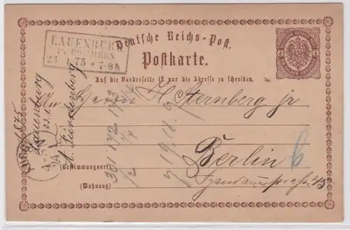97949 DR Carte postale P1 Lauenburg Poméranie vers Berlin 1875