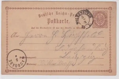 97942 DR Ganzsachen Postkarte P1 Wolkenstein nach Leipzig 1875