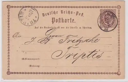 97940 DR Ganzsachen Postkarte P1 Ronneburg nach Triptis 1873