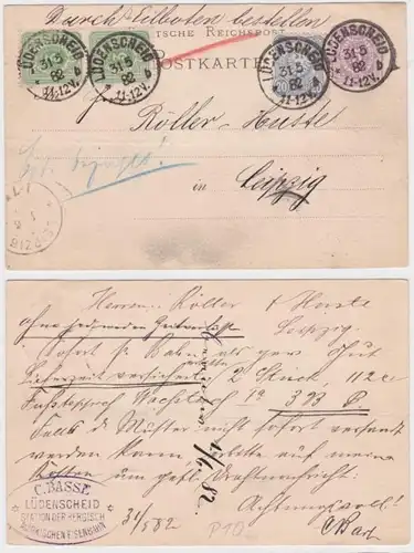 97860 DR Ganzsachen Postkarte P10 Zudruck C.Basse Lüdenscheid Eisenbahn 1882