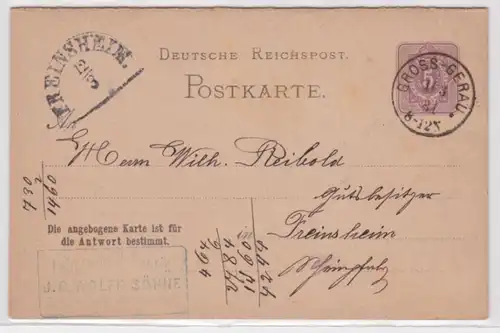 97743 DR Ganzsachen Postkarte P11 Palmkernöl-Fabrik J.G. Wolff Söhne Groß-Gerau