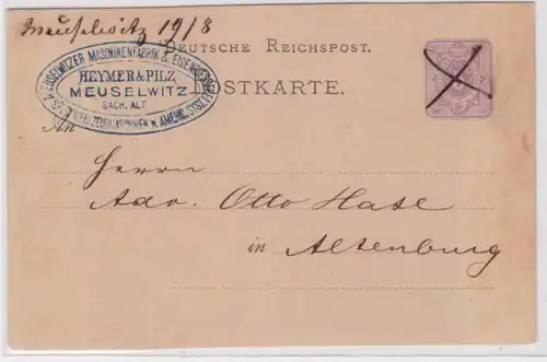 97591 DR Ganzsachen Postkarte P5 Heymer & Pilz Maschinenfabrik Meuselwitz 1879