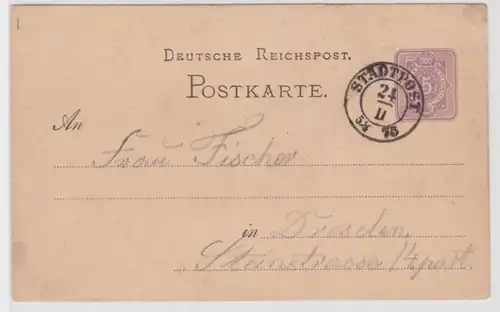 97590 DR Ganzsachen Postkarte P5 Stadtpost Dresden Stempel 1875