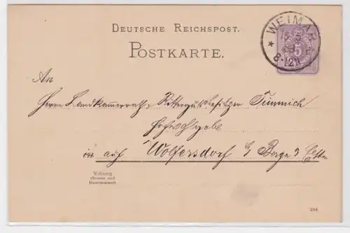 97588 Carte postale P18 III Erreur de plaque Weimar vers Wolfersdorf 1888