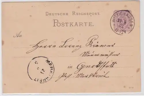 97586 Carton postal P12 VI Erreur de disque Wittighausen vers Gnodstadt 1884