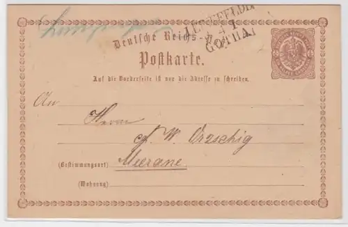 97472 DR Ganzsachen Postkarte P1 Leinefelde nach Meerane 1874